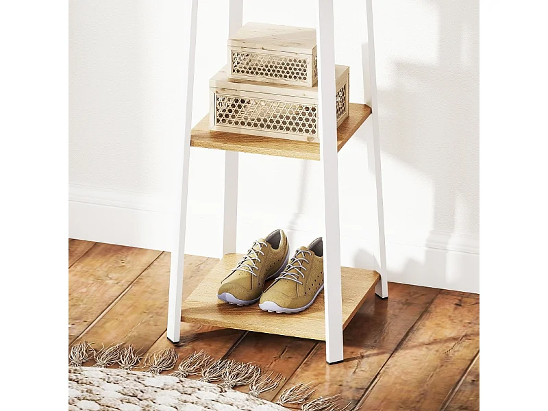 Kapstok met 8 haken, 4 niveaus, gelakt staal, wit, stabiel en veelzijdig (34x34x170cm)