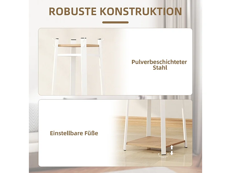 Porte-manteau avec 8 crochets, 4 niveaux, acier peint, blanc, stable et polyvalent (34x34x170cm)