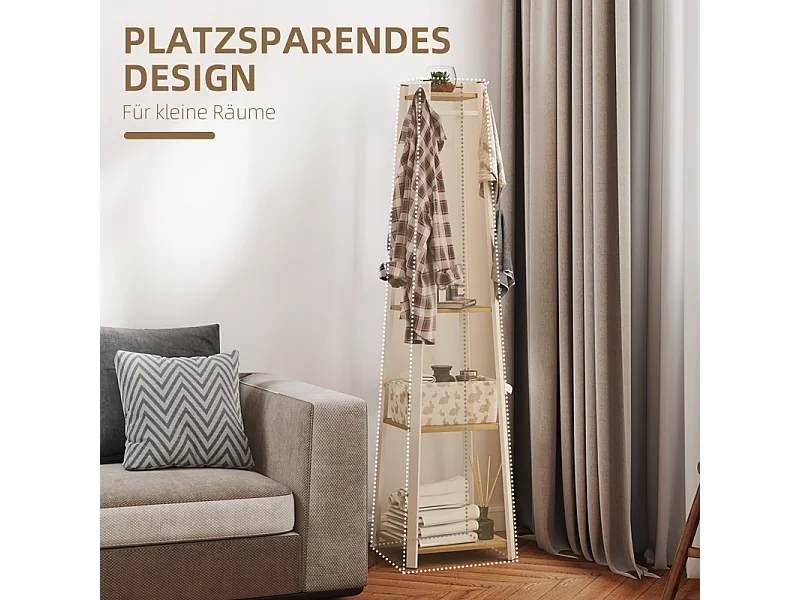 Porte-manteau avec 8 crochets, 4 niveaux, acier peint, blanc, stable et polyvalent (34x34x170cm)