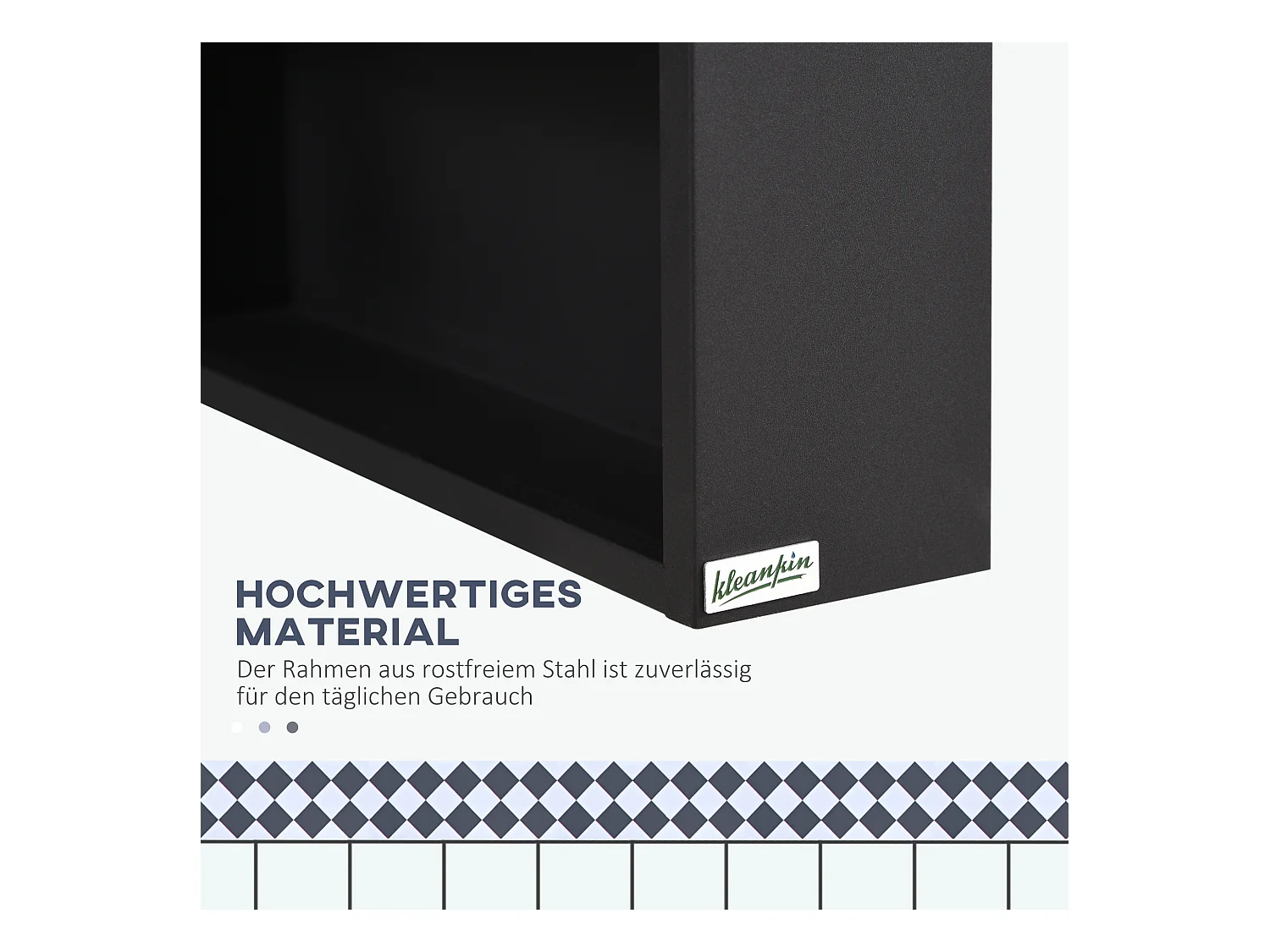 Armoire miroir de salle de bain avec étagères, acier inoxydable, noir (46x13.5x58 cm)