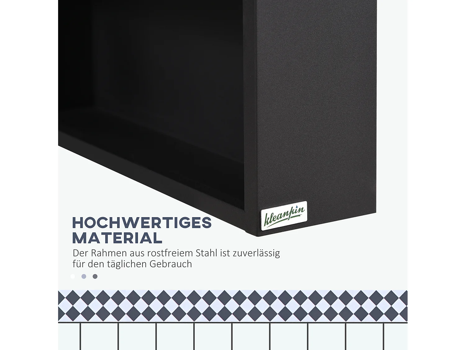 Armoire miroir de salle de bain avec étagères, acier inoxydable, noir (46x13.5x58 cm)