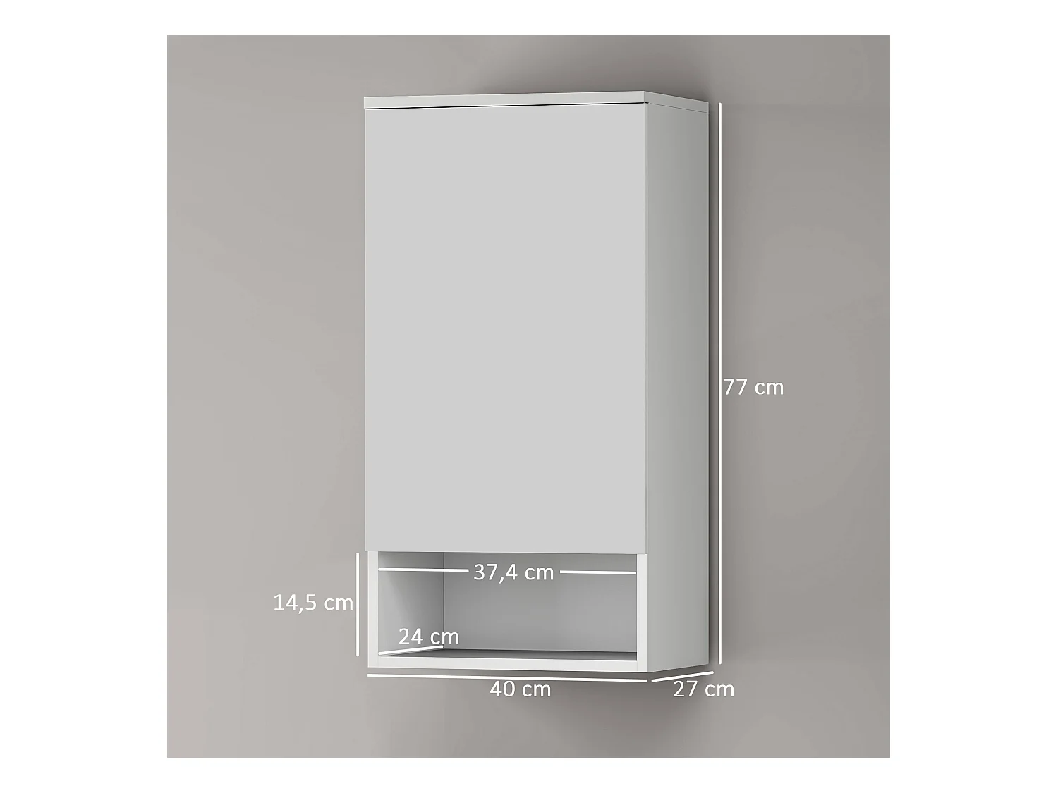 Armoire murale avec portes, étagères ajustables, blanc (40x27x77 cm)