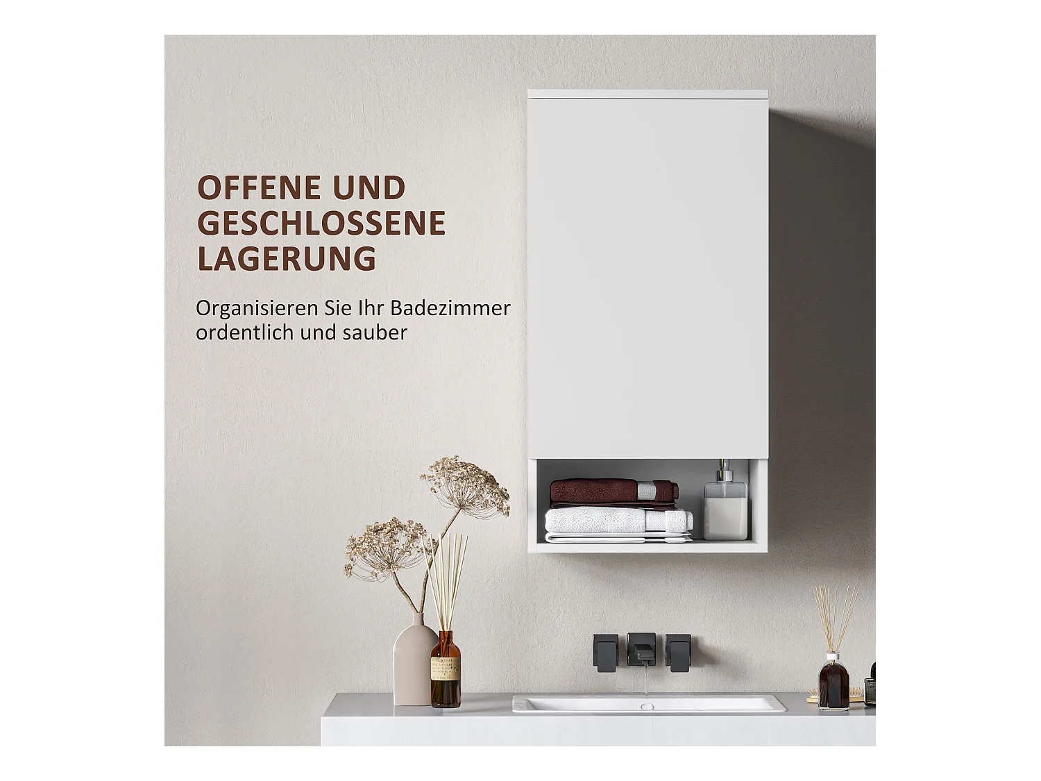 Armoire murale avec portes, étagères ajustables, blanc (40x27x77 cm)