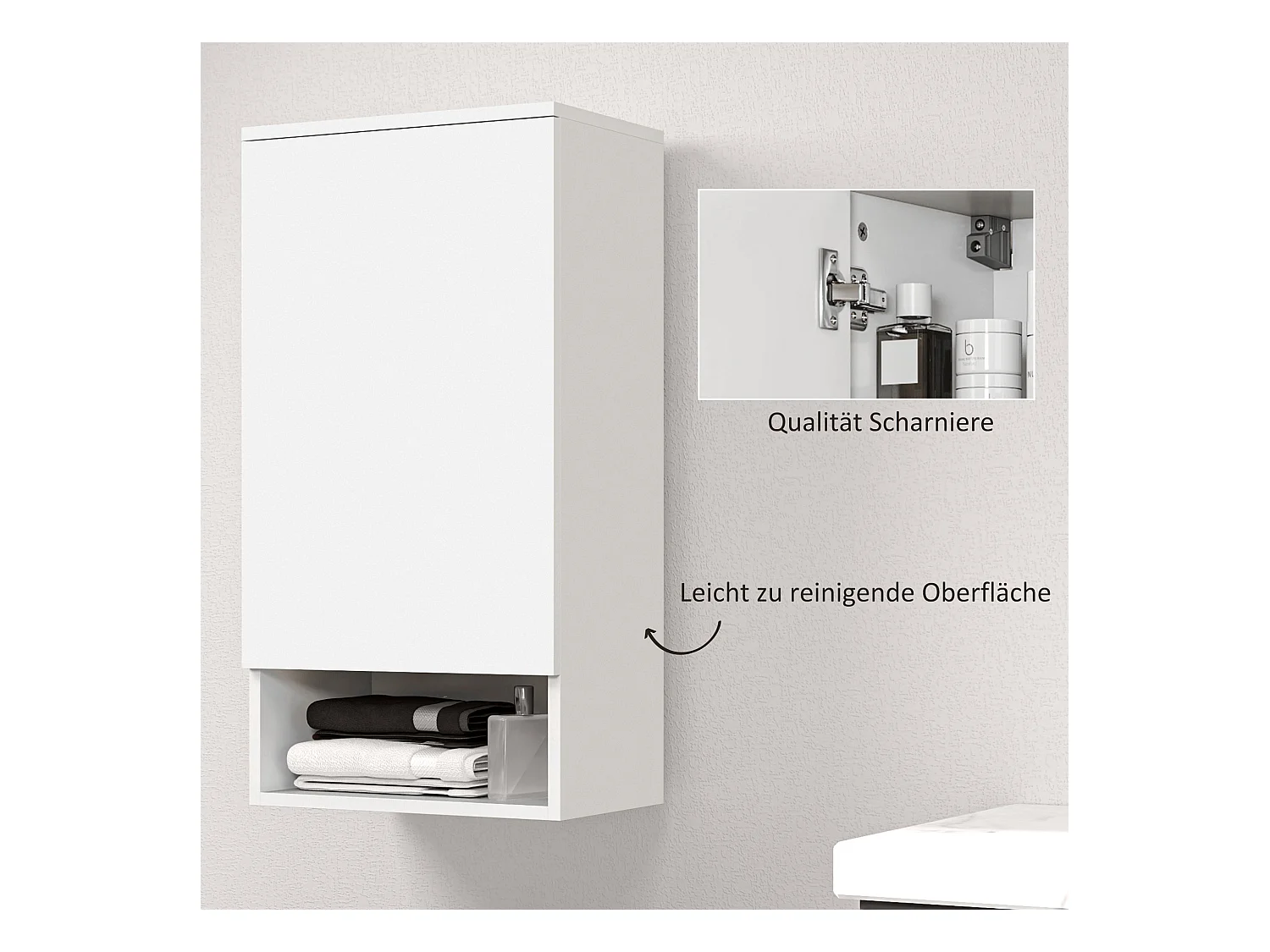 Armoire murale avec portes, étagères ajustables, blanc (40x27x77 cm)