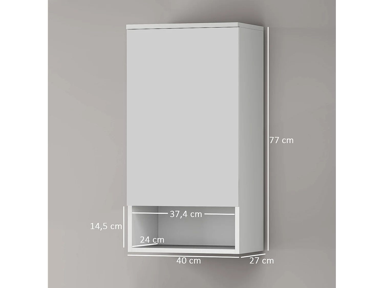 Armoire murale avec portes, étagères ajustables, blanc (40x27x77 cm)