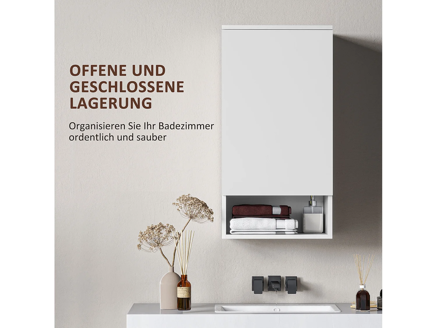 Armoire murale avec portes, étagères ajustables, blanc (40x27x77 cm)