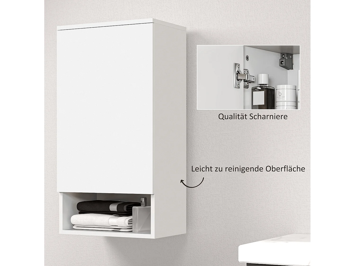 Armoire murale avec portes, étagères ajustables, blanc (40x27x77 cm)