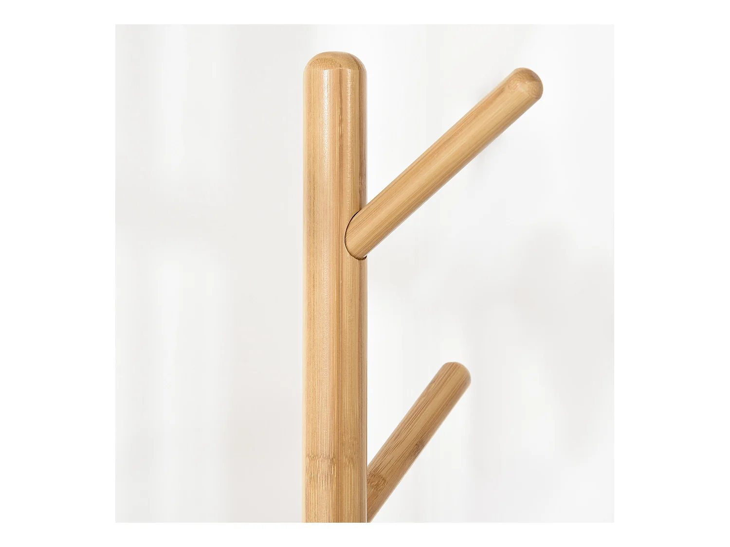 Perchero con mesa auxiliar, madera, blanco y natural (39,5x39,5x171 cm)