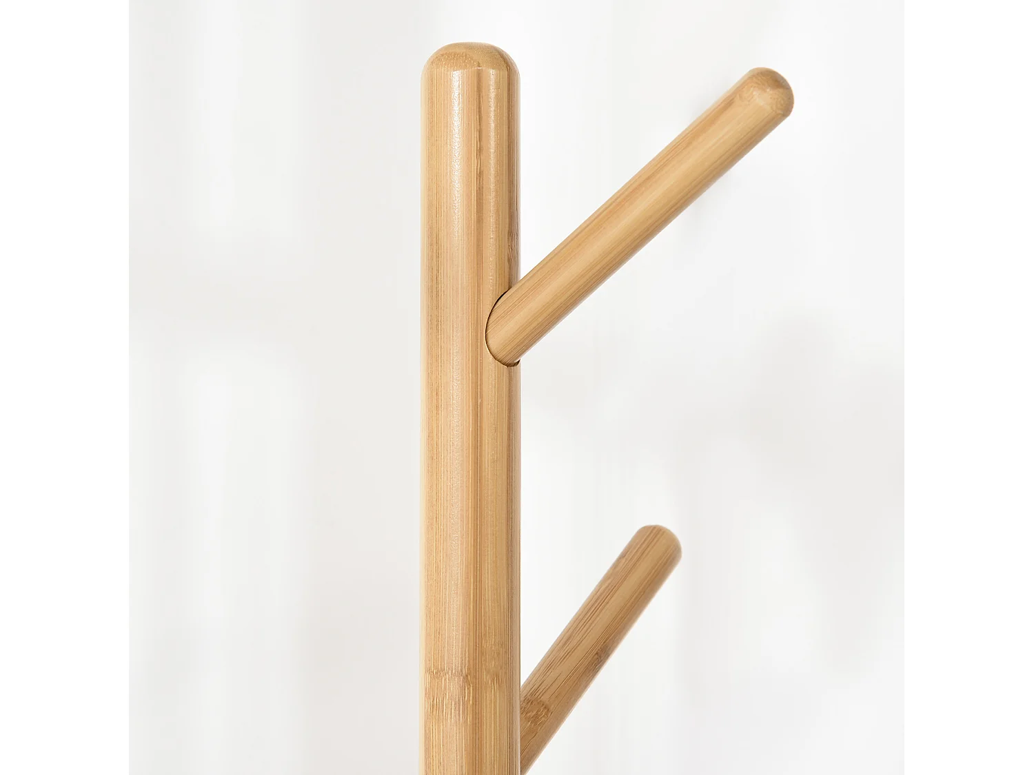 Porte-manteau avec table d'appoint, bois, blanc et naturel (39.5x39.5x171 cm)