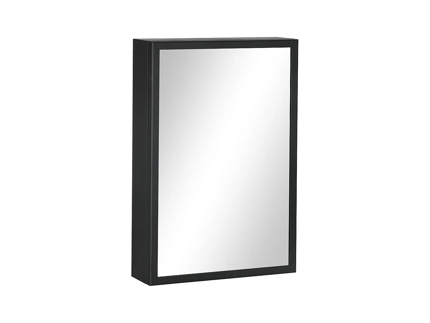 Meuble de salle de bain avec miroir, 3 étagères, acier inoxydable, noir (40x12x60 cm)