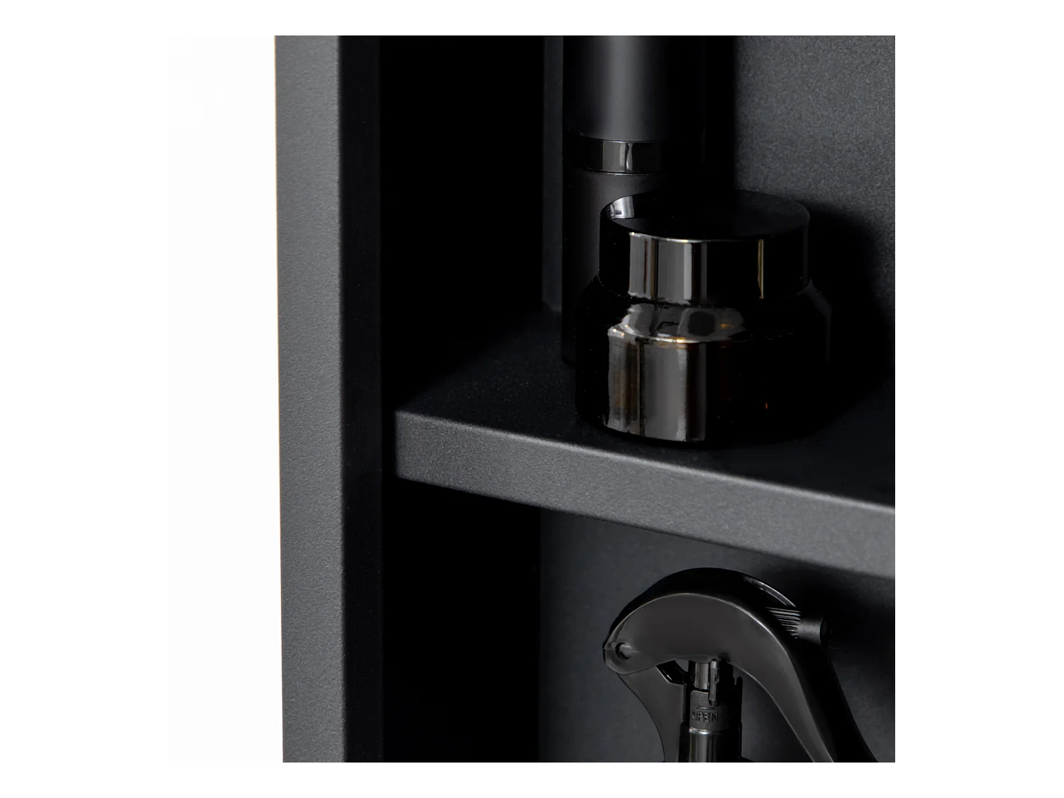 Meuble de salle de bain avec miroir, 3 étagères, acier inoxydable, noir (40x12x60 cm)