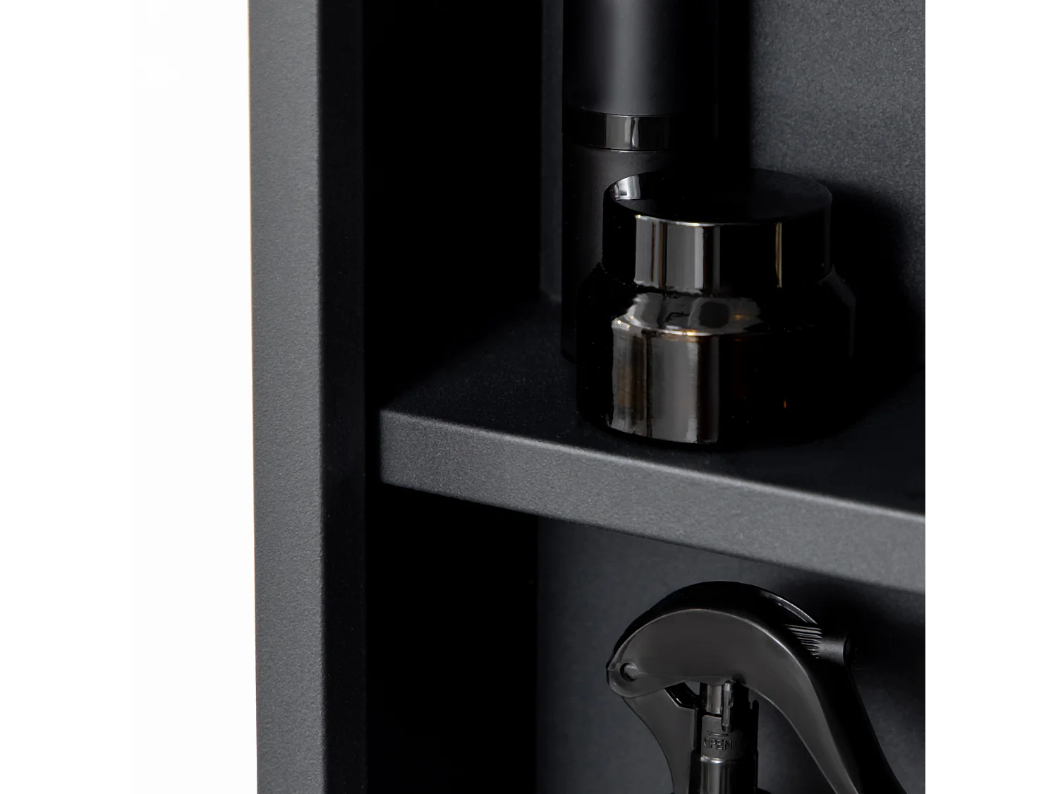 Meuble de salle de bain avec miroir, 3 étagères, acier inoxydable, noir (40x12x60 cm)