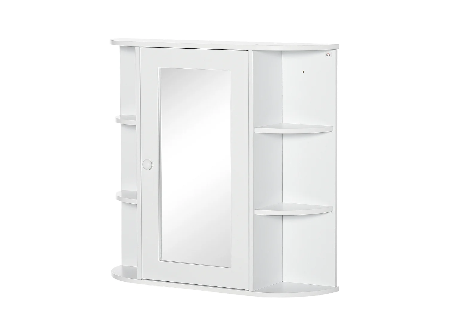 Armoire murale avec miroir, 8 compartiments, MDF, blanc, design épuré (66x17x63cm)