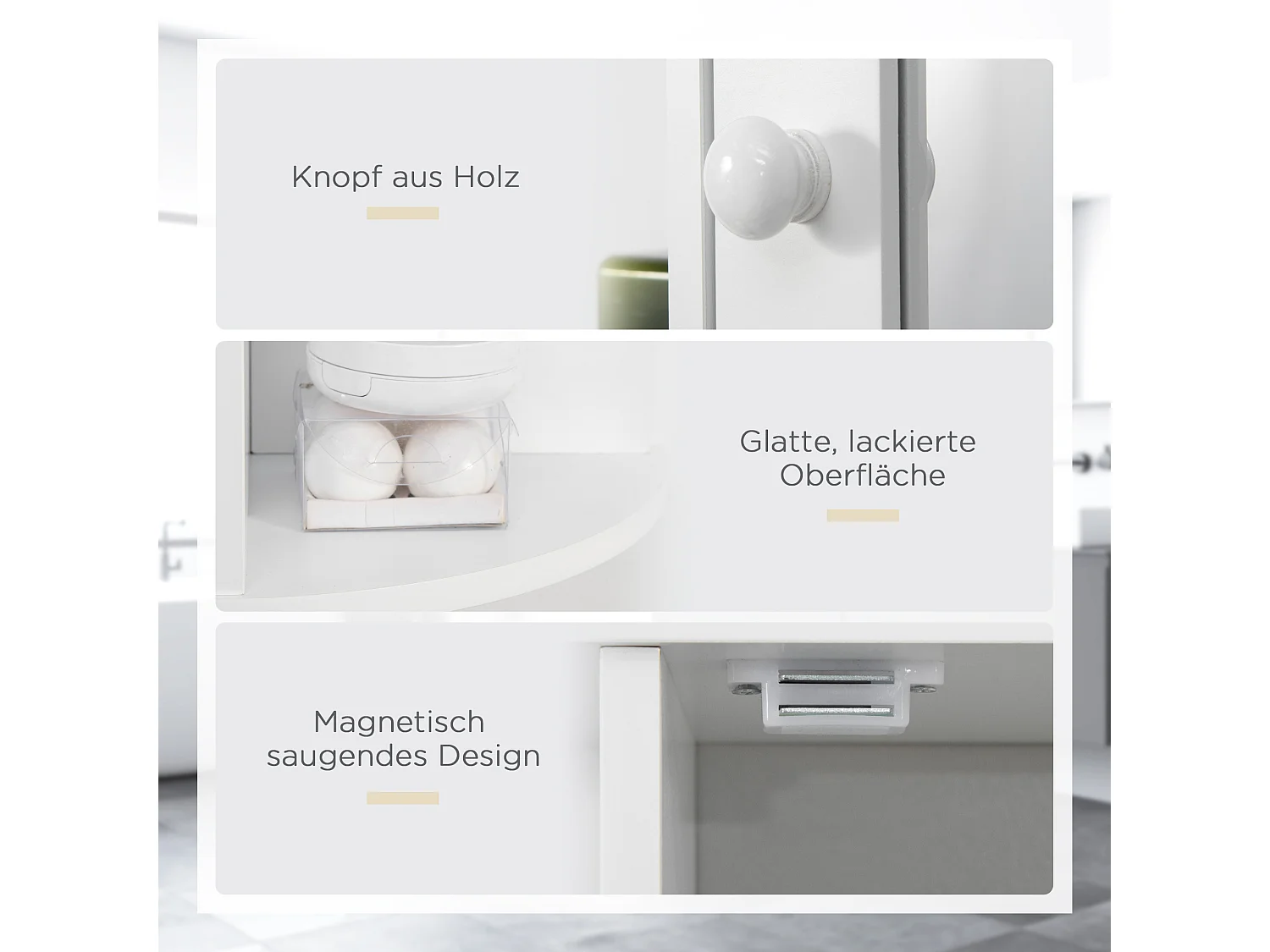 Armoire murale avec miroir, 8 compartiments, MDF, blanc, design épuré (66x17x63cm)