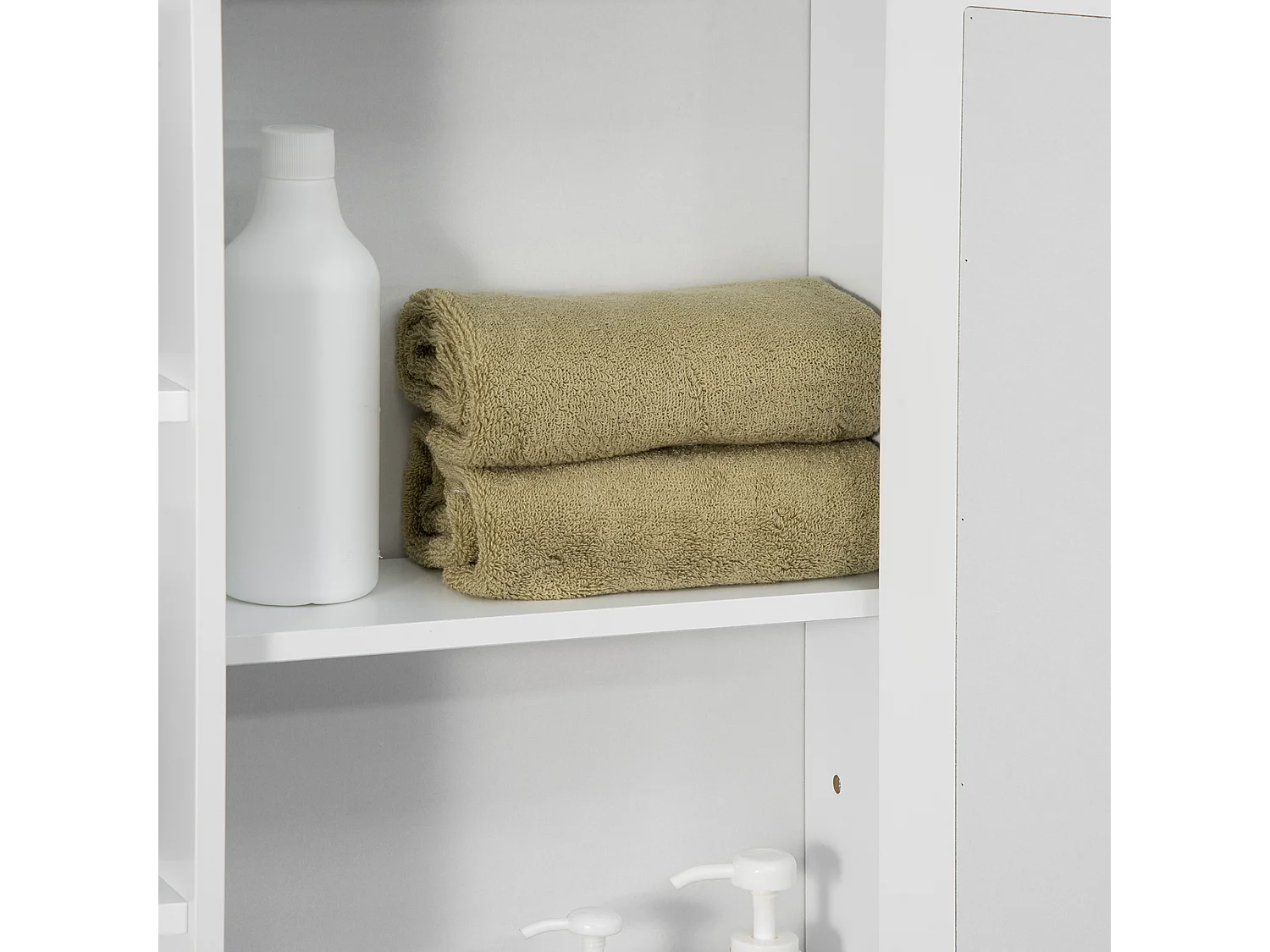 Armoire murale avec miroir, 8 compartiments, MDF, blanc, design épuré (66x17x63cm)