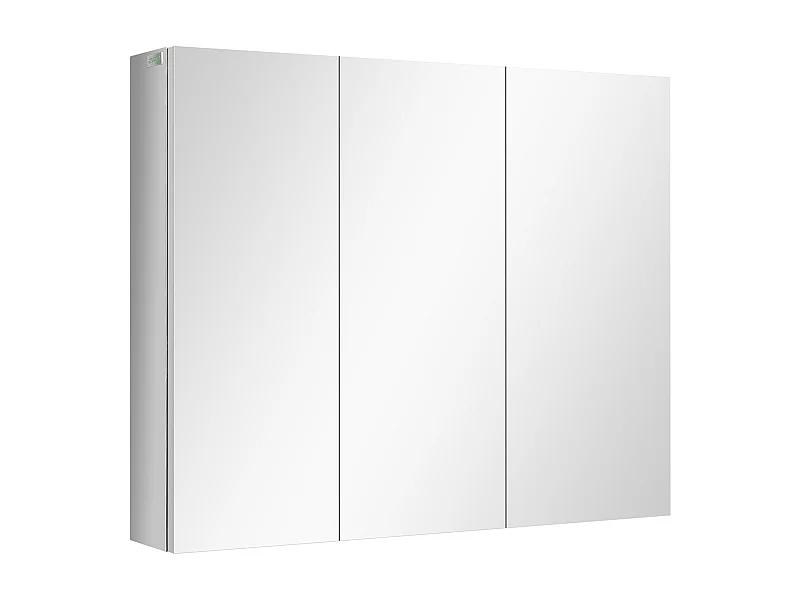 Meuble de salle de bain avec miroir, Étagères en inox, 3 portes vitrées, Argent (70x12x55 cm)