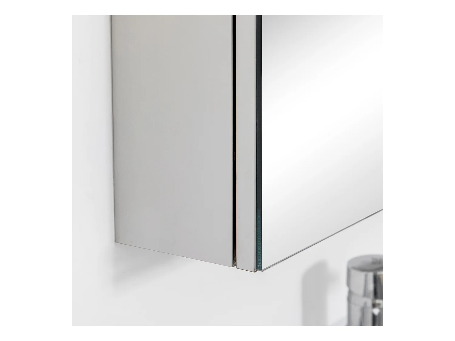 Meuble de salle de bain avec miroir, Étagères en inox, 3 portes vitrées, Argent (70x12x55 cm)