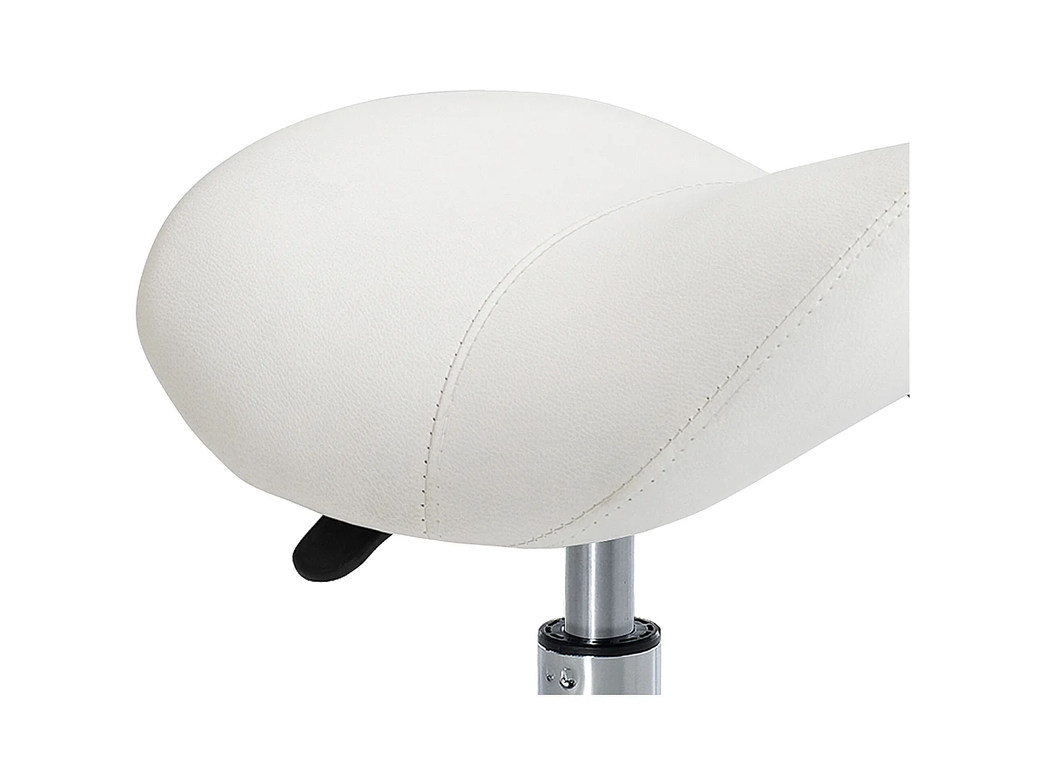 Tabouret roulant réglable, siège ergonomique rembourré, métal, blanc (52x53x49 cm)