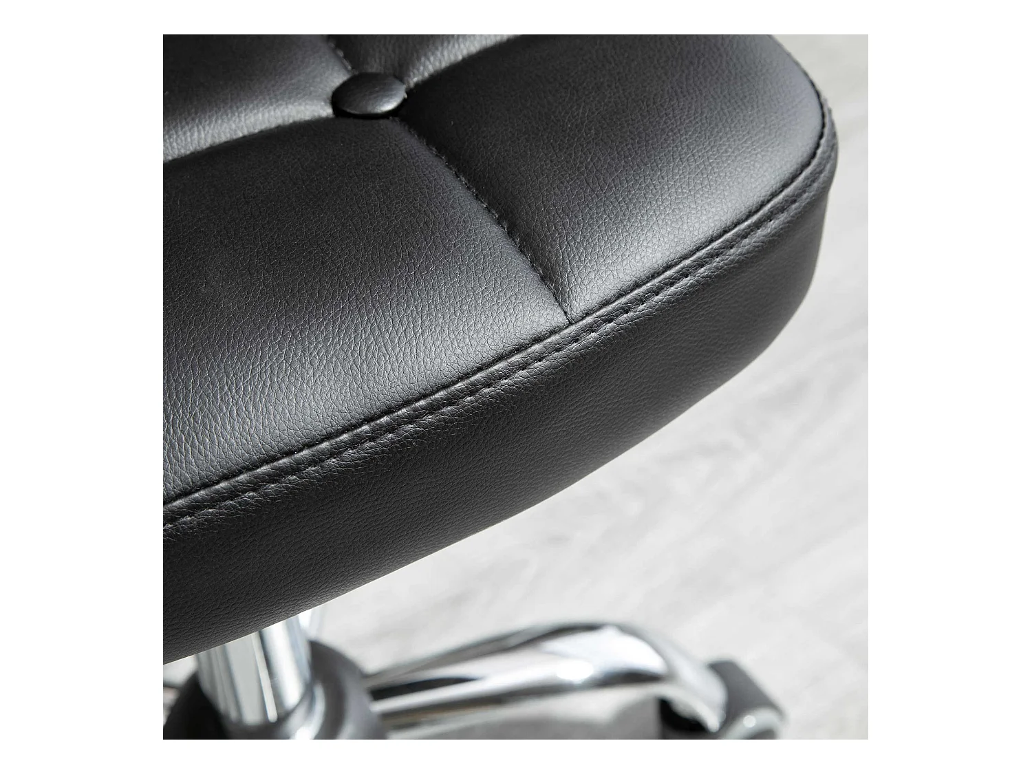 Werkkruk met rugleuning, in hoogte verstelbaar, kunstleer en staal, donkergrijs (45x47x72-87cm)