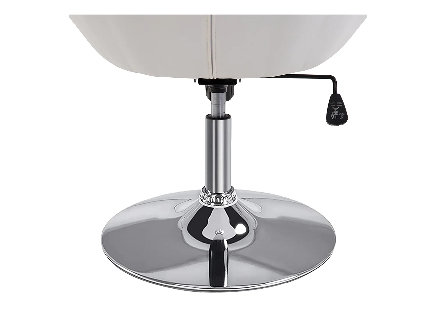 Taburete de trabajo giratorio, altura regulable, PU blanco y negro, acero cromado (56x71x78-90cm)