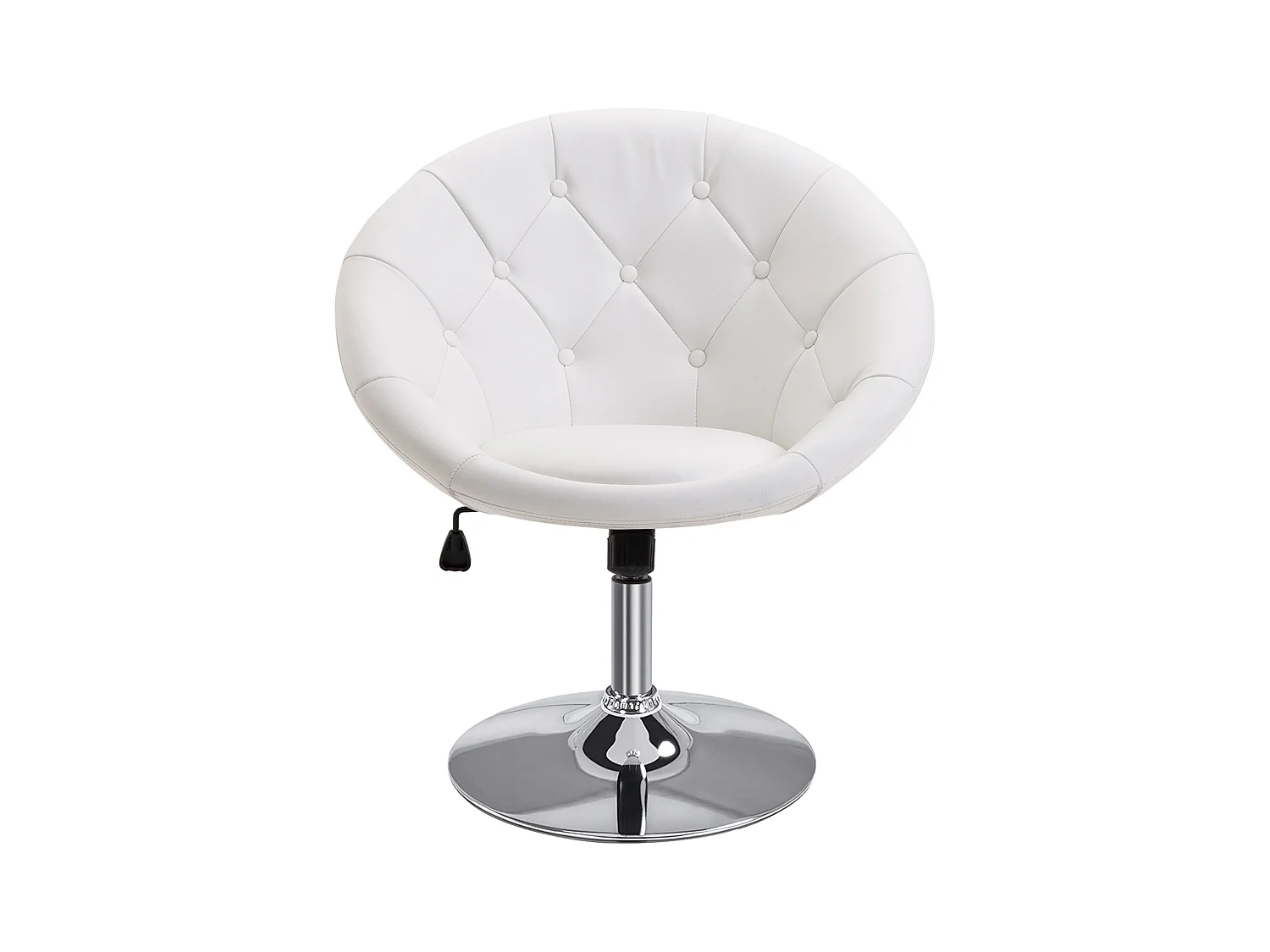 Tabouret de travail pivotant, hauteur réglable, PU blanc et noir, acier chromé (56x71x78-90cm)