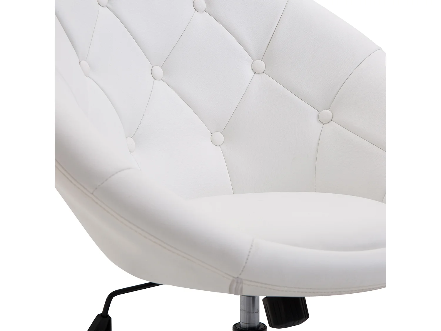 Tabouret de travail pivotant, hauteur réglable, PU blanc et noir, acier chromé (56x71x78-90cm)