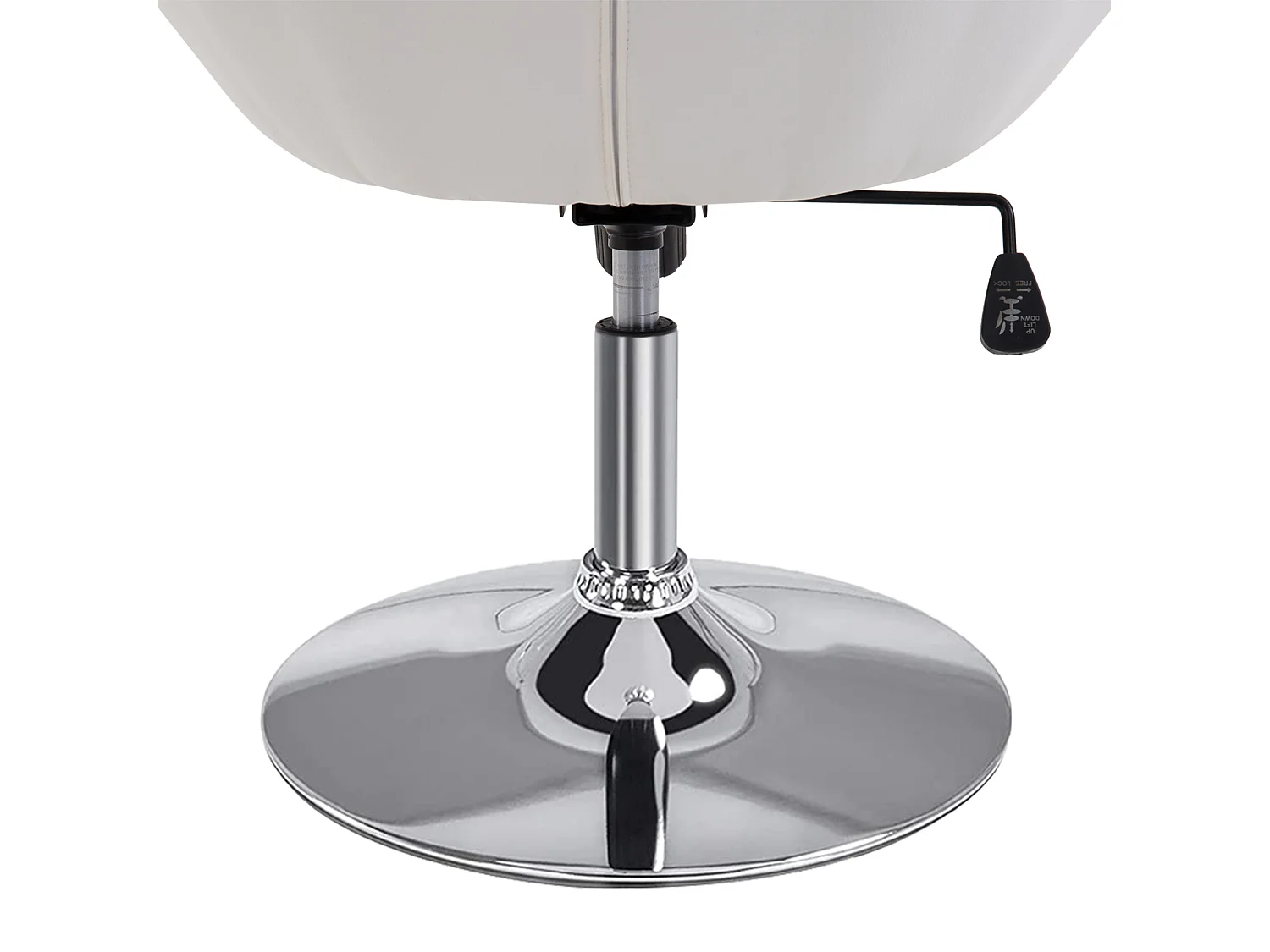 Tabouret de travail pivotant, hauteur réglable, PU blanc et noir, acier chromé (56x71x78-90cm)