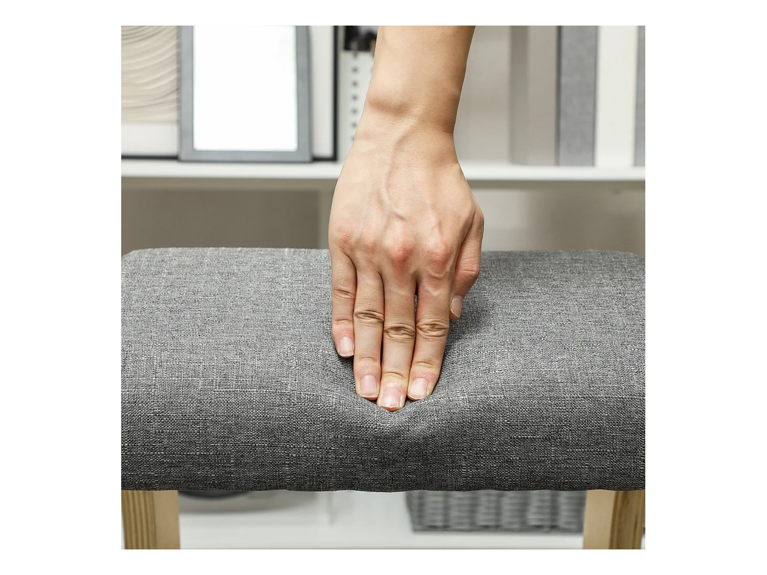 Siège ergonomique à genoux, avec fonction basculante, bois, gris (54.5x85x54 cm)