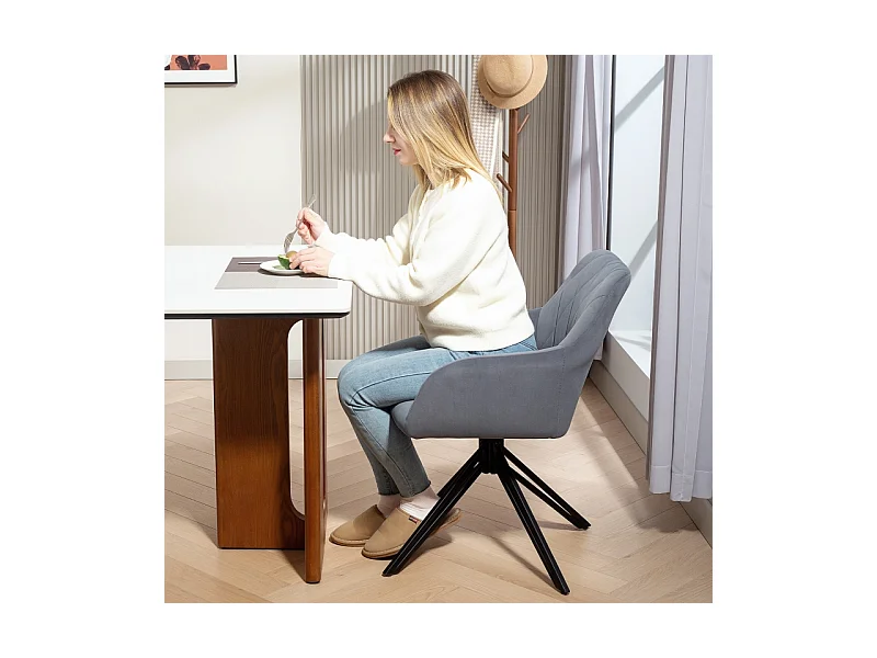 Eetkamerstoel met armleuningen, fluweel, stalen frame, retro design, grijs (60,5x58x79cm)