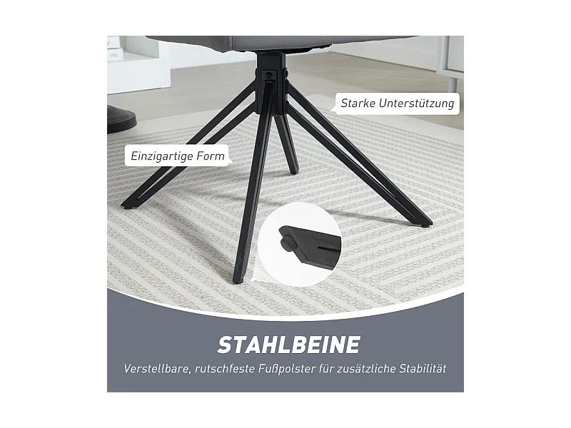 Chaise de salle à manger avec accoudoirs, velours, structure acier, design rétro, gris (60.5x58x79cm)