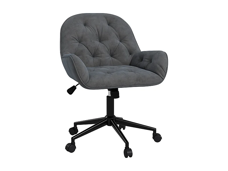Sedia girevole ergonomica, tessuto in velluto, grigio, altezza regolabile (60x61x91 cm)