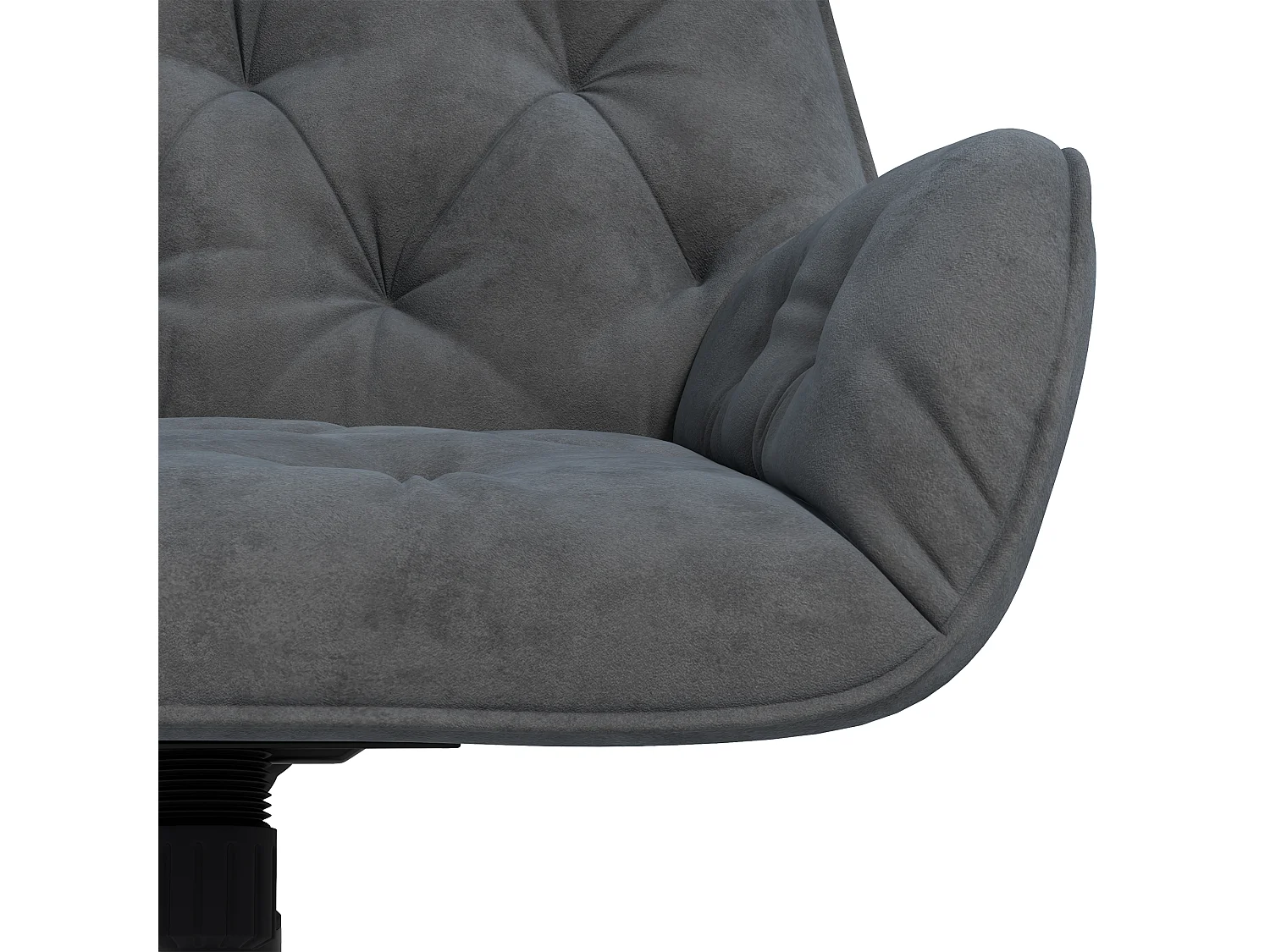 Chaise pivotante ergonomique, tissu velours, gris, réglable en hauteur (60x61x91 cm)