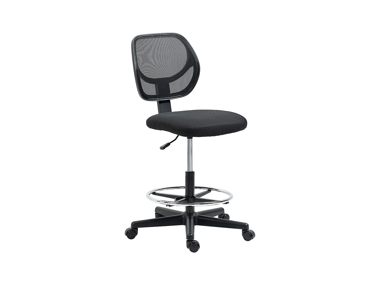 Sedia ergonomica in piedi, regolabile in altezza, con poggiapiedi, nera, (59x61x93-113 cm) ###