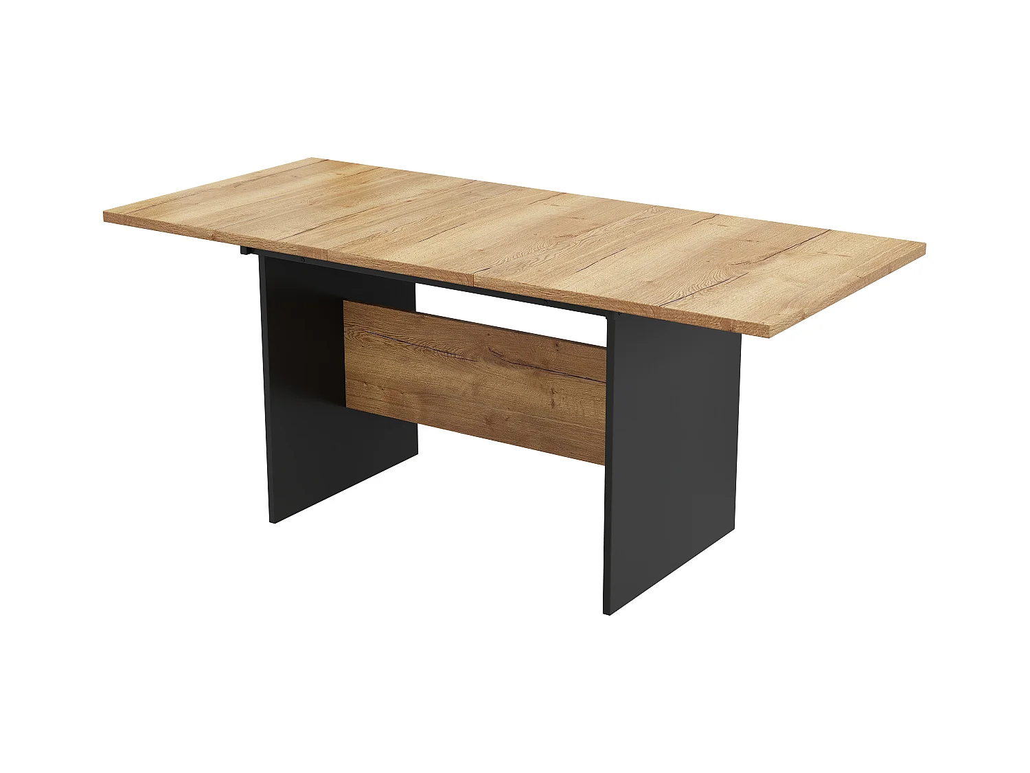 Table à manger extensible 140/180x80 cm, pour 4 à 6 personnes, design en bois naturel, rectangulaire, style minimaliste (dimensions : 140/180 x 80 x 75 cm)