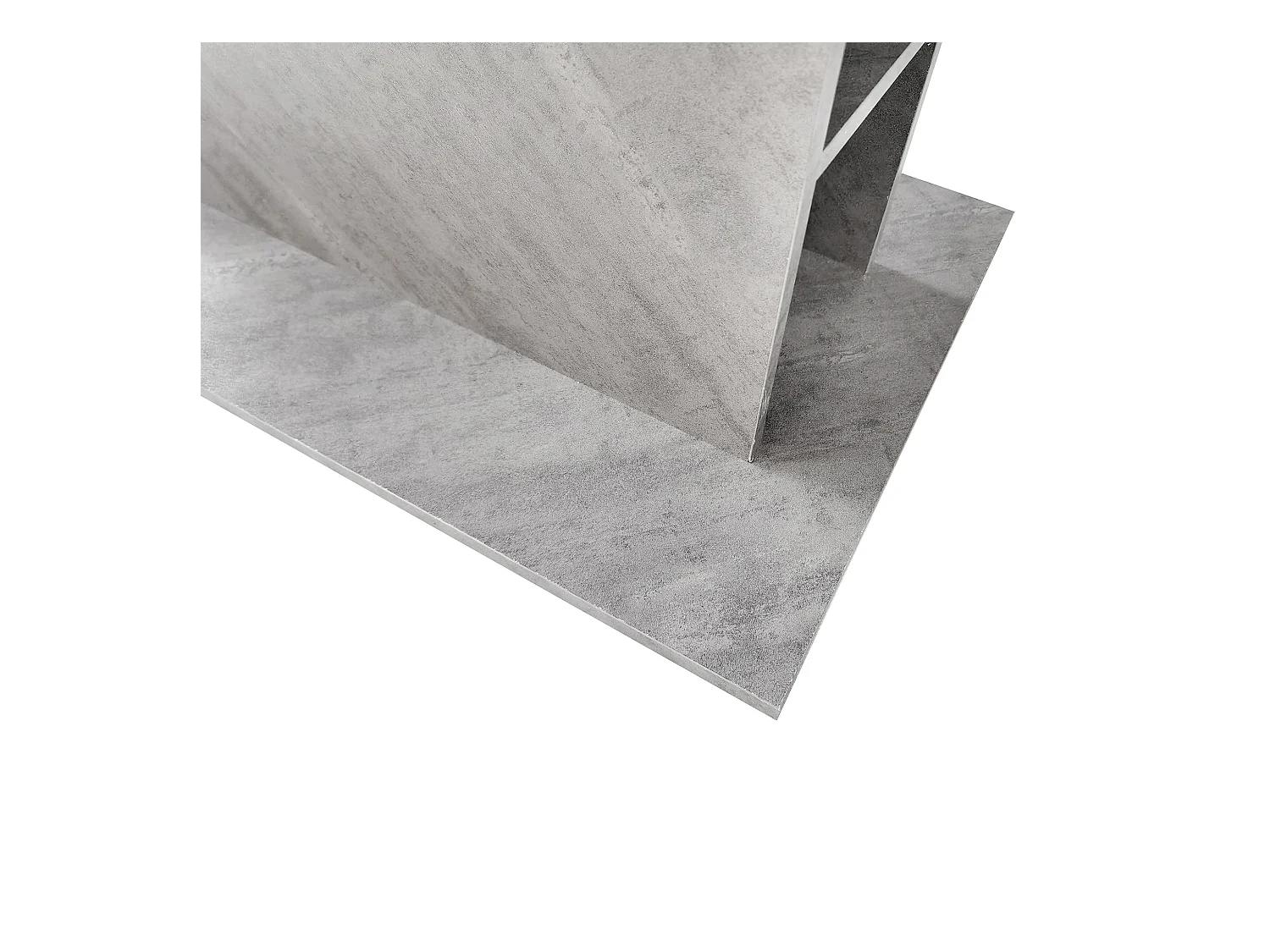 Table à manger extensible, avec rangement, design moderne, bois aggloméré, béton, (L93xP59.5xH9 cm)