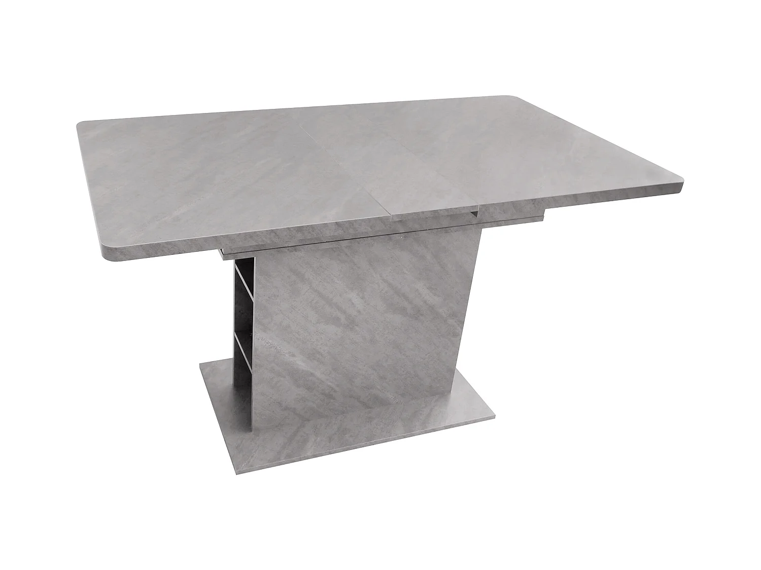 Table à manger extensible, avec rangement, design moderne, bois aggloméré, béton, (L93xP59.5xH9 cm)