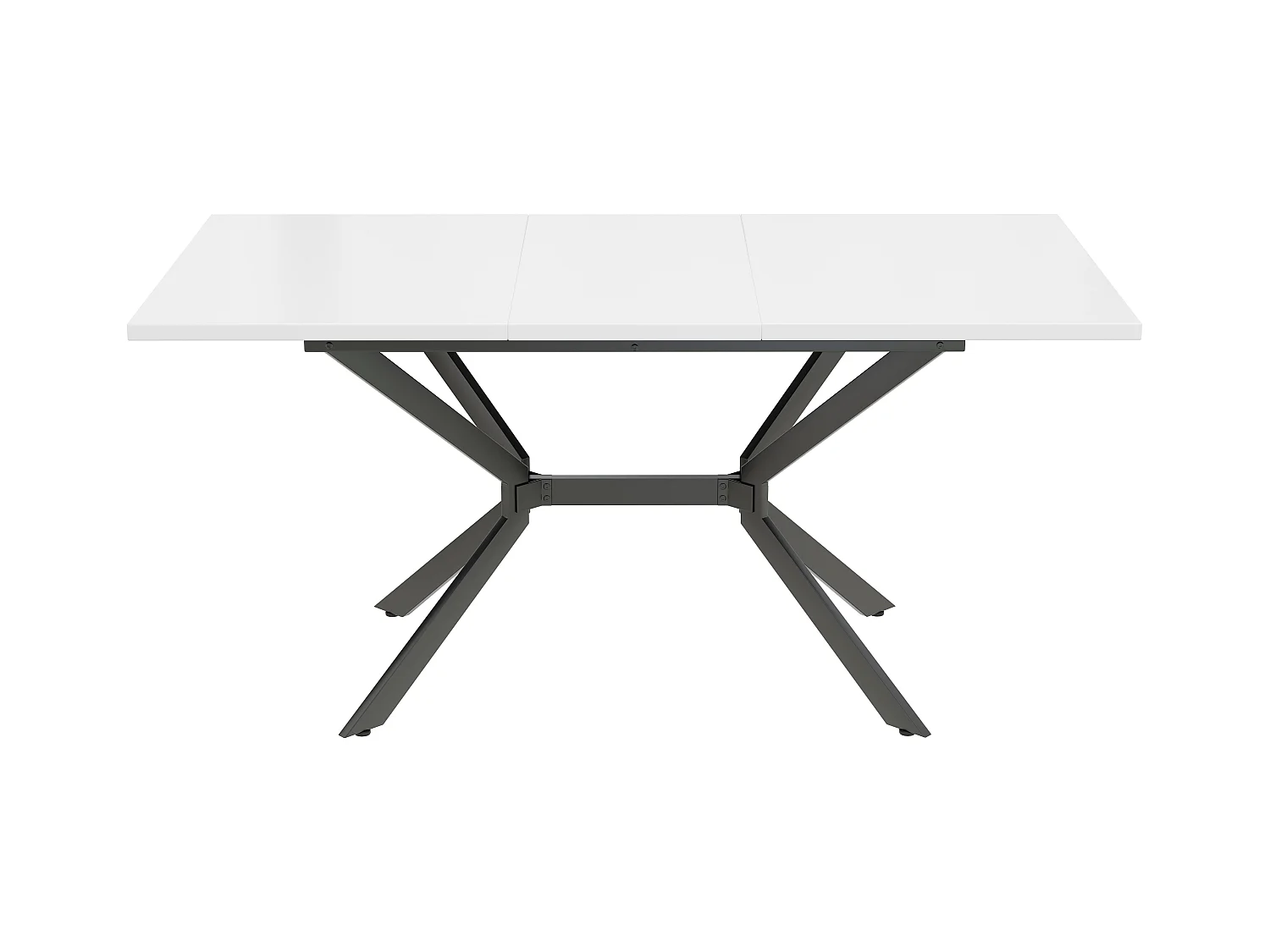 Table à manger extensible 120/160x80 cm, pour 4 à 6 personnes, pieds en métal noir, design minimaliste (dimensions : 120/160 x 80 x 75 cm)