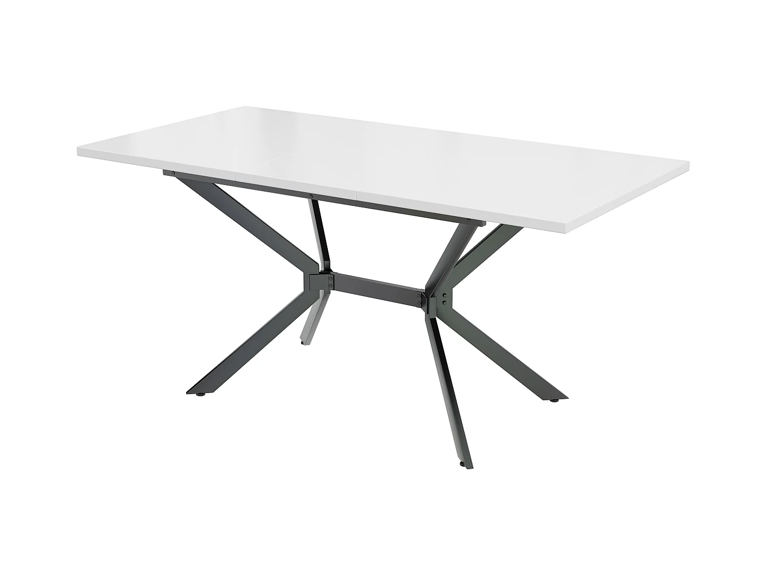 Table à manger extensible 120/160x80 cm, pour 4 à 6 personnes, pieds en métal noir, design minimaliste (dimensions : 120/160 x 80 x 75 cm)