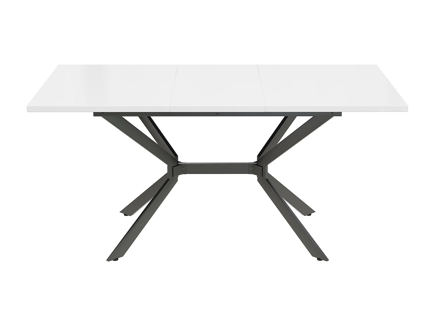 Table à manger extensible 120/160x80 cm, pour 4 à 6 personnes, pieds en métal noir, design minimaliste (dimensions : 120/160 x 80 x 75 cm)