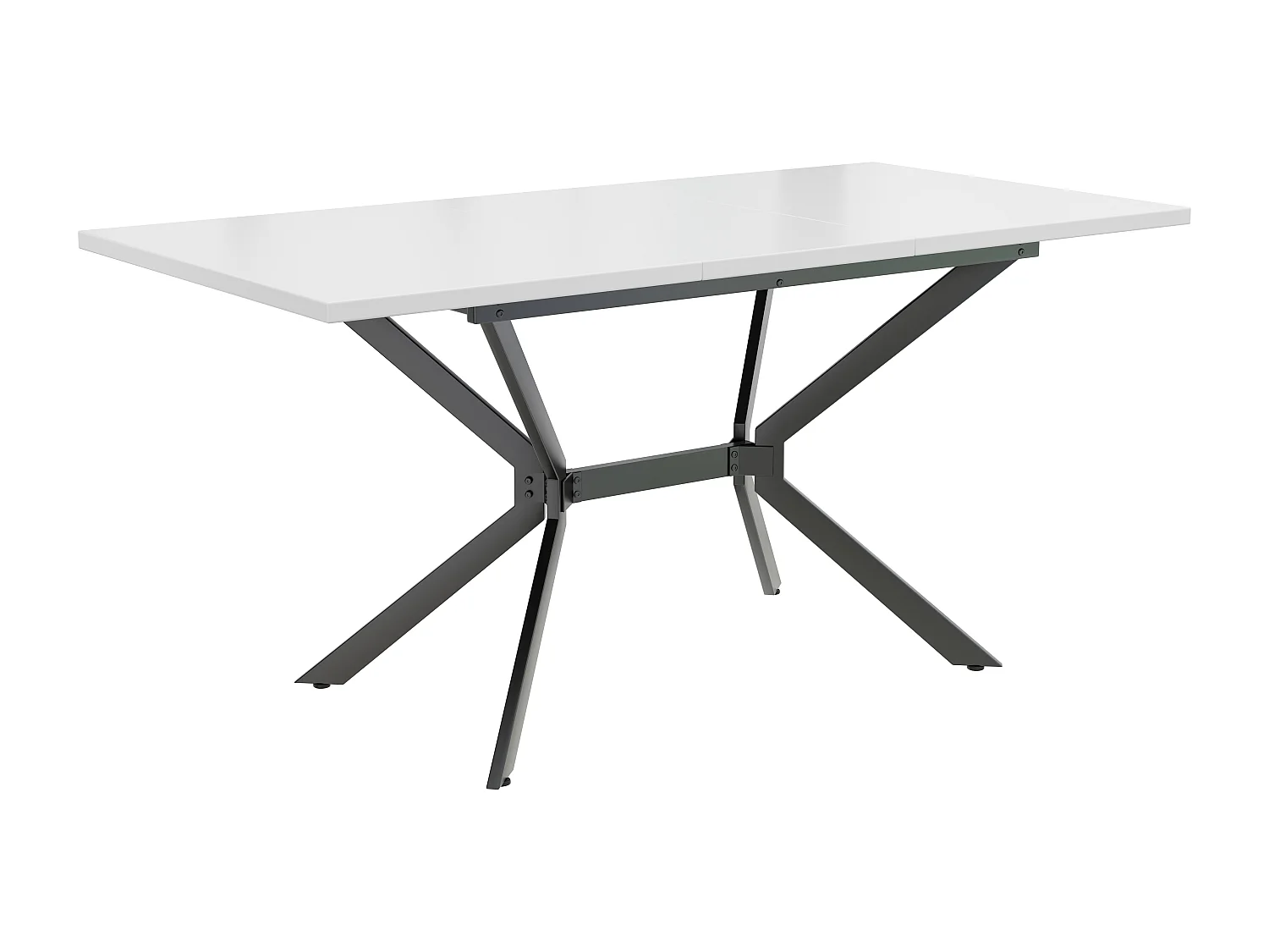 Table à manger extensible 120/160x80 cm, pour 4 à 6 personnes, pieds en métal noir, design minimaliste (dimensions : 120/160 x 80 x 75 cm)