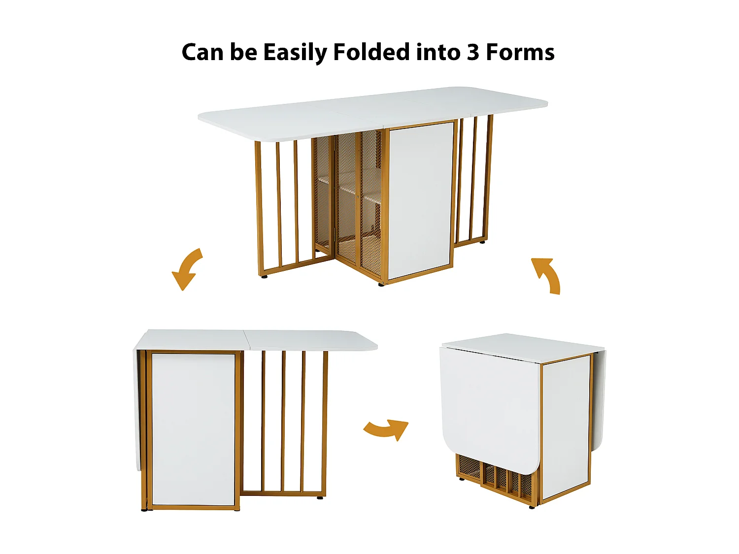 Table pliante et extensible, table multifonction, avec tiroirs, design moderne, bois aggloméré, blanc