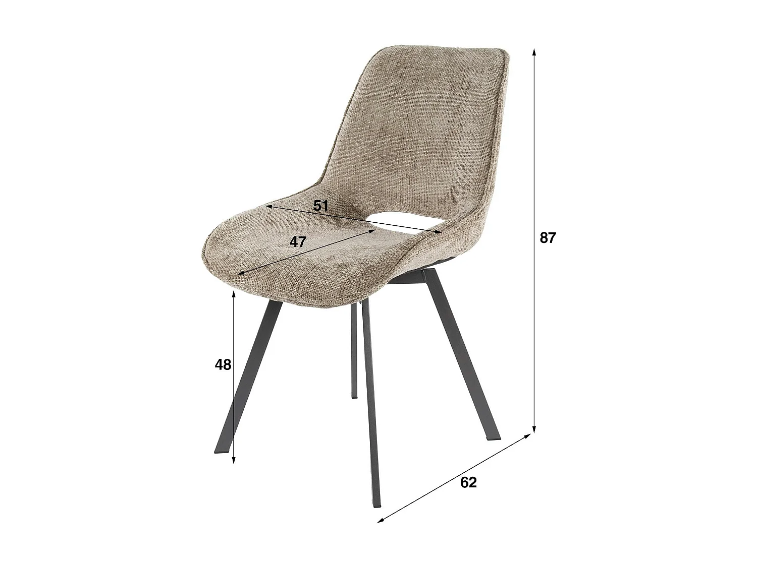 Chaise pivotante confort – beige, dos ajouré (lot de 2) ASCOLI