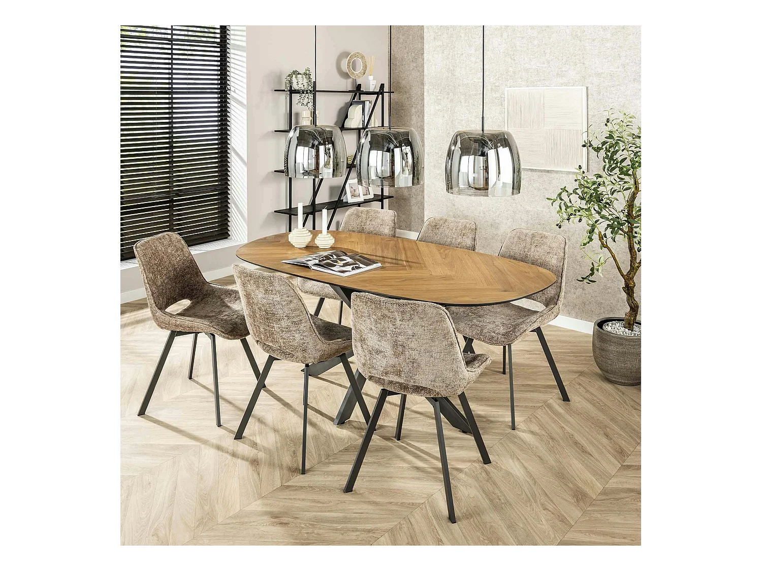 Chaise pivotante confort – grège, dos ajouré (lot de 2) ASCOLI