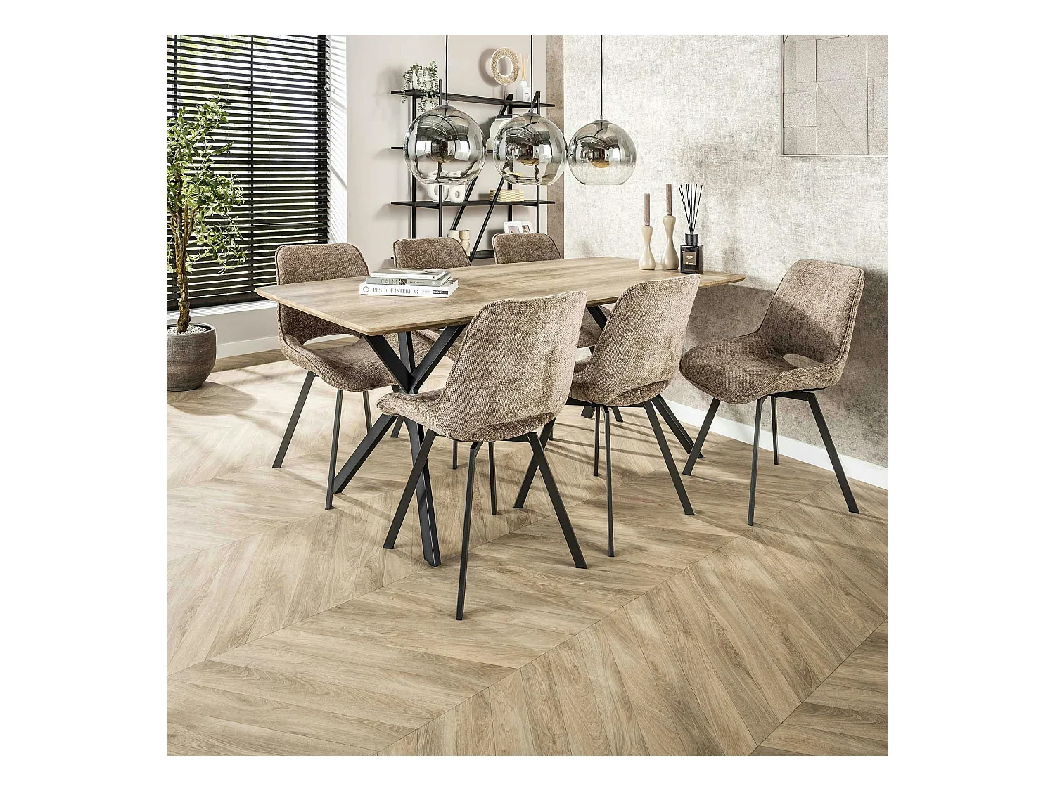 Chaise pivotante confort – grège, dos ajouré (lot de 2) ASCOLI