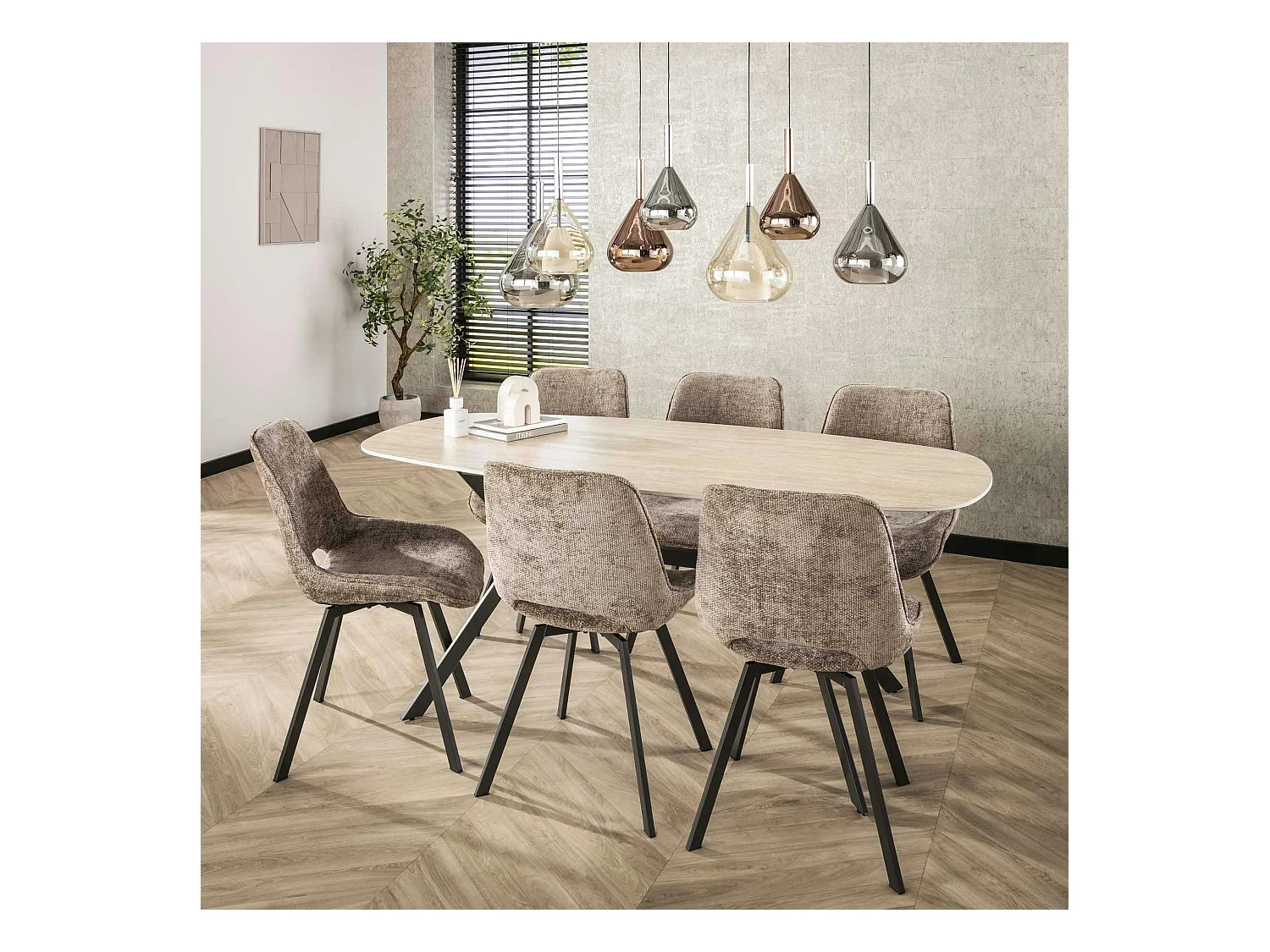 Chaise pivotante confort – grège, dos ajouré (lot de 2) ASCOLI