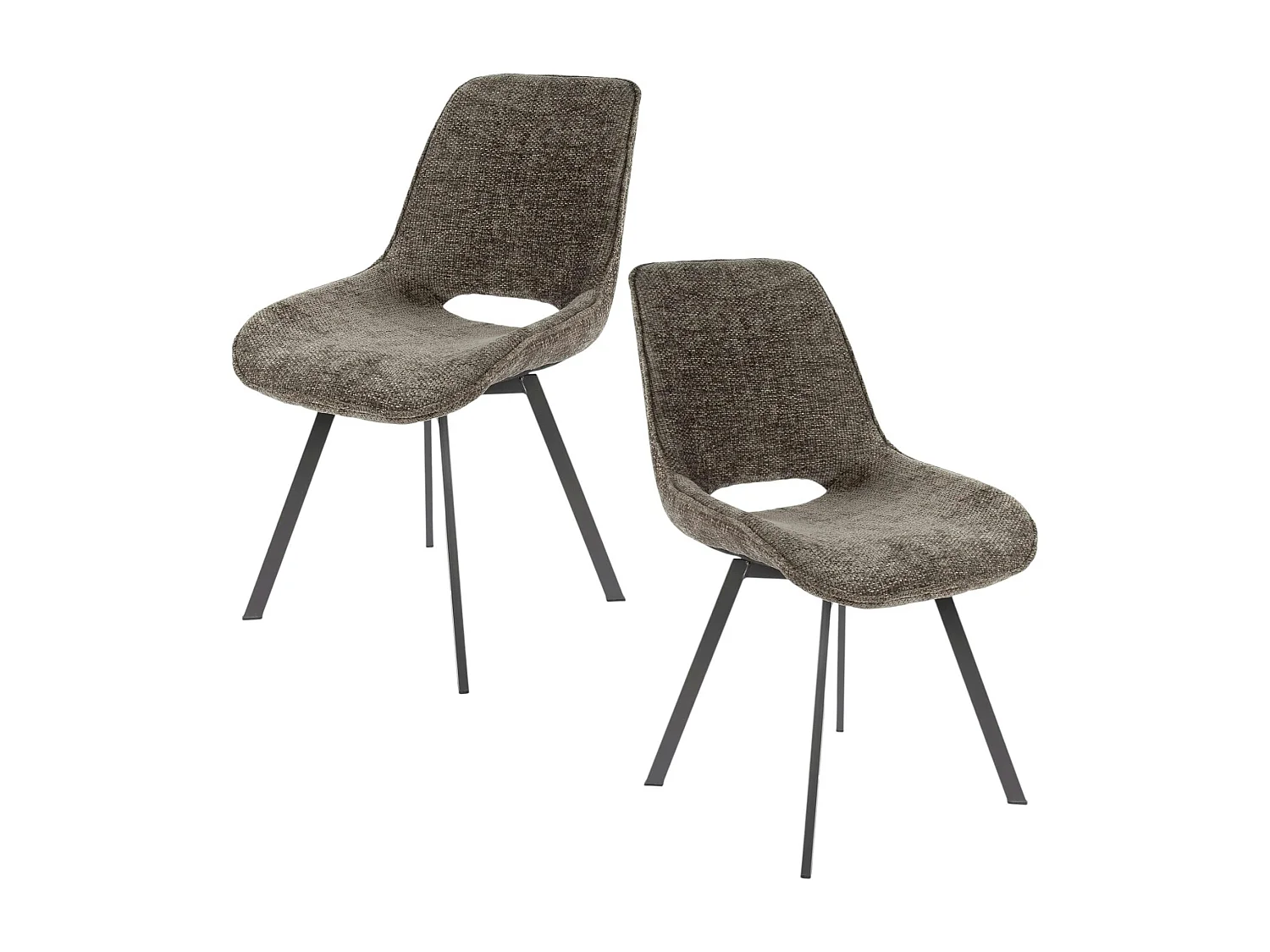 Chaise pivotante confort – taupe, dos ajouré (lot de 2) ASCOLI