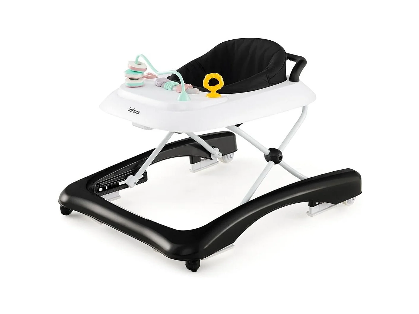 Trotteur Bébé Pliable avec 3 Hauteur Réglable & Roues Universelles 2 Vitesses Charge 12kg pour Bébé de 6 Mois +  Noir