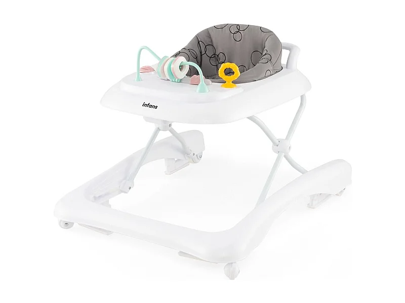 Trotteur Bébé Pliable avec 3 Hauteur Réglable & Roues Universelles 2 Vitesses Charge 12kg pour Bébé de 6 Mois + Gris