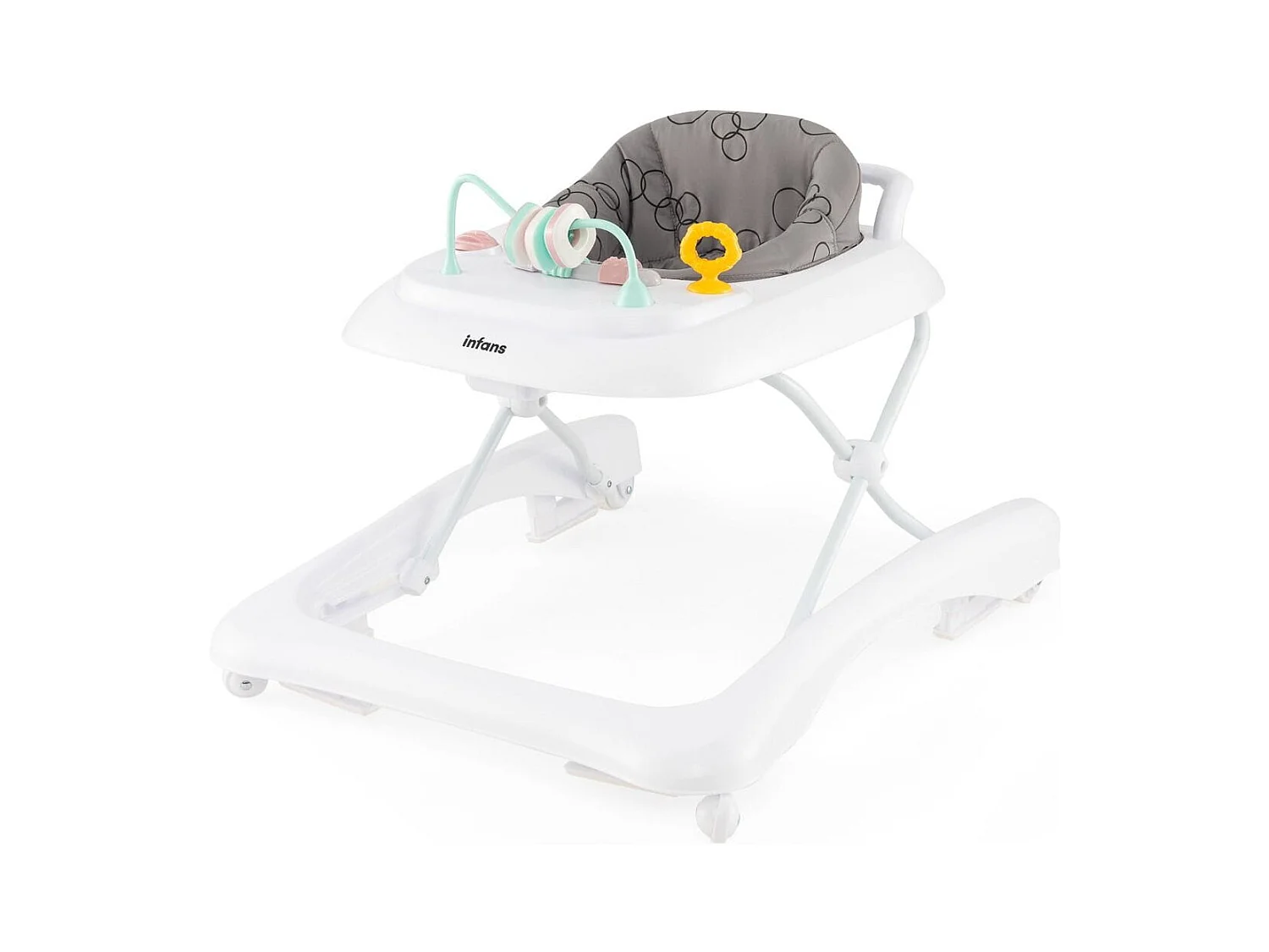 Trotteur Bébé Pliable avec 3 Hauteur Réglable & Roues Universelles 2 Vitesses Charge 12kg pour Bébé de 6 Mois + Gris