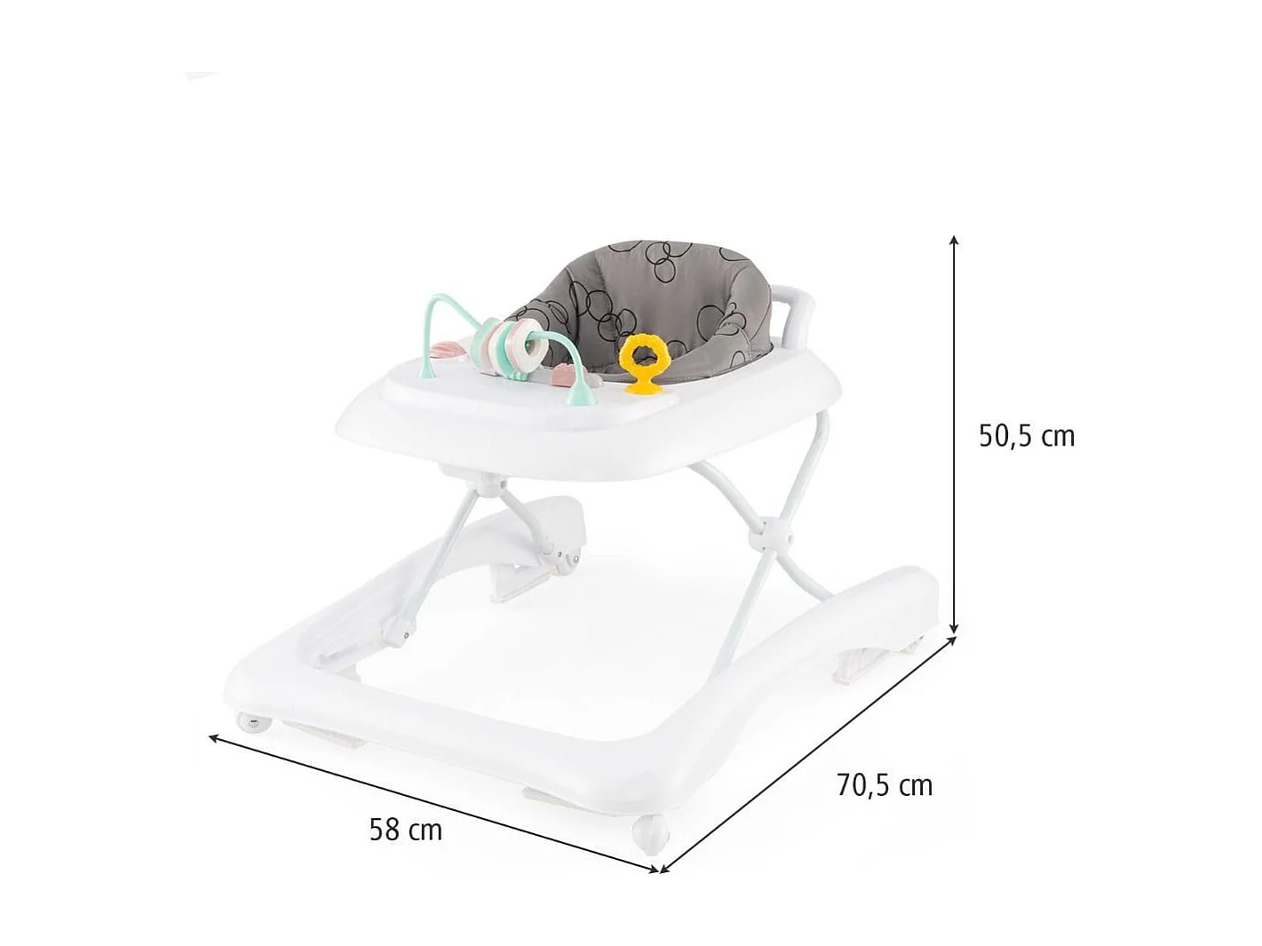 Trotteur Bébé Pliable avec 3 Hauteur Réglable & Roues Universelles 2 Vitesses Charge 12kg pour Bébé de 6 Mois + Gris
